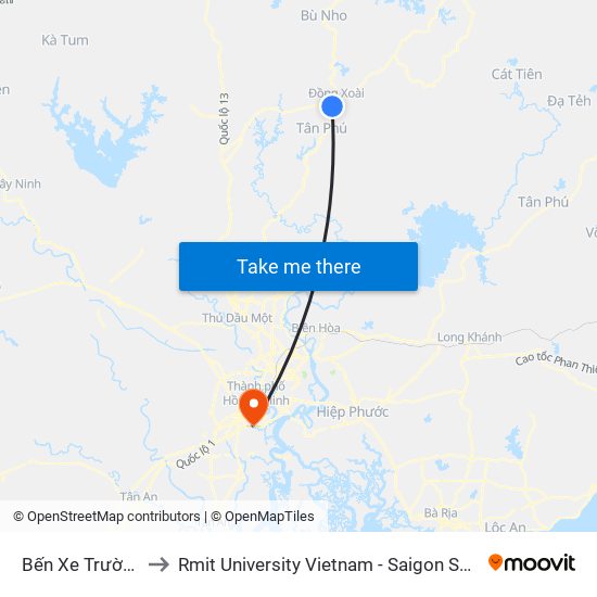 Bến Xe Trường Hải to Rmit University Vietnam - Saigon South Campus map