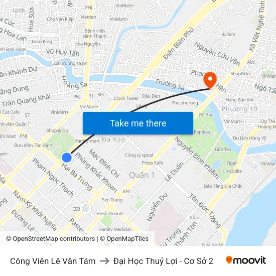Công Viên Lê Văn Tám to Đại Học Thuỷ Lợi - Cơ Sở 2 map
