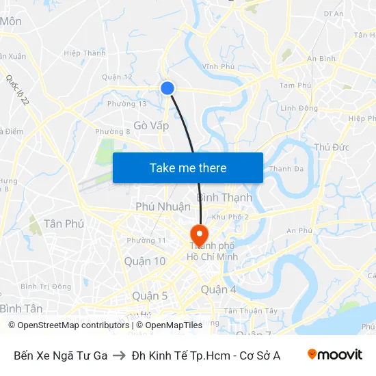 Bến Xe Ngã Tư Ga to Đh Kinh Tế Tp.Hcm - Cơ Sở A map