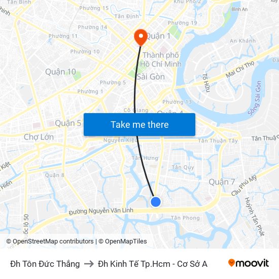 Đh Tôn Đức Thắng to Đh Kinh Tế Tp.Hcm - Cơ Sở A map