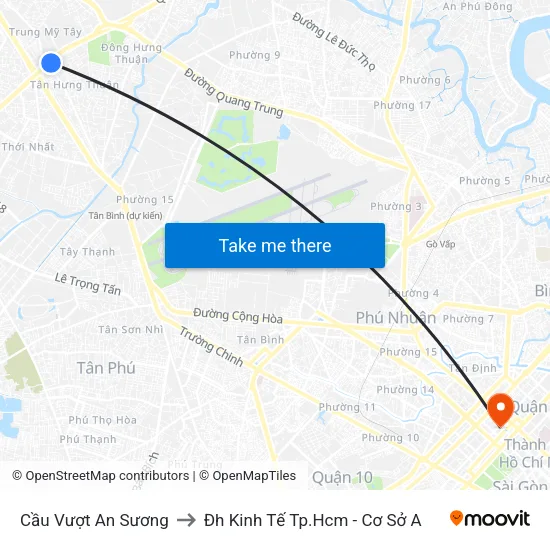 Cầu Vượt An Sương to Đh Kinh Tế Tp.Hcm - Cơ Sở A map