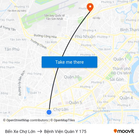 Bến Xe Chợ Lớn to Bệnh Viện Quân Y 175 map