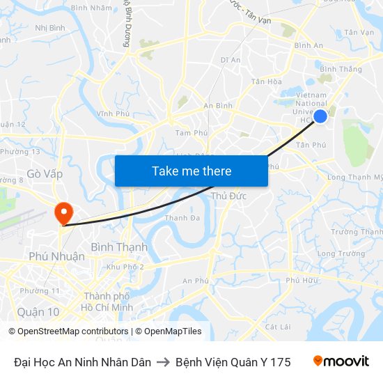 Đại Học An Ninh Nhân Dân to Bệnh Viện Quân Y 175 map