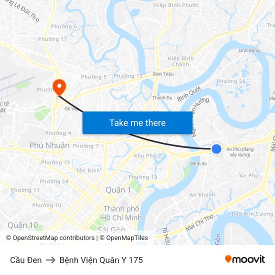 Cầu Đen to Bệnh Viện Quân Y 175 map