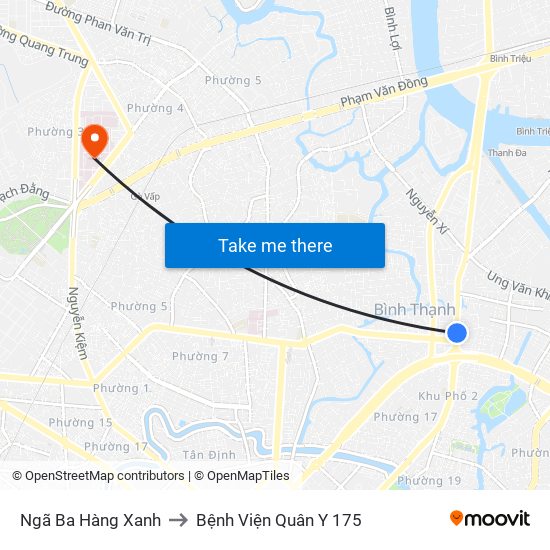 Ngã Ba Hàng Xanh to Bệnh Viện Quân Y 175 map