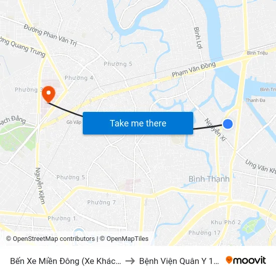 Bến Xe Miền Đông (Xe Khách) to Bệnh Viện Quân Y 175 map