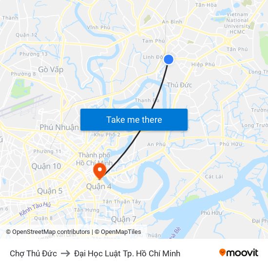 Chợ Thủ Đức to Đại Học Luật Tp. Hồ Chí Minh map