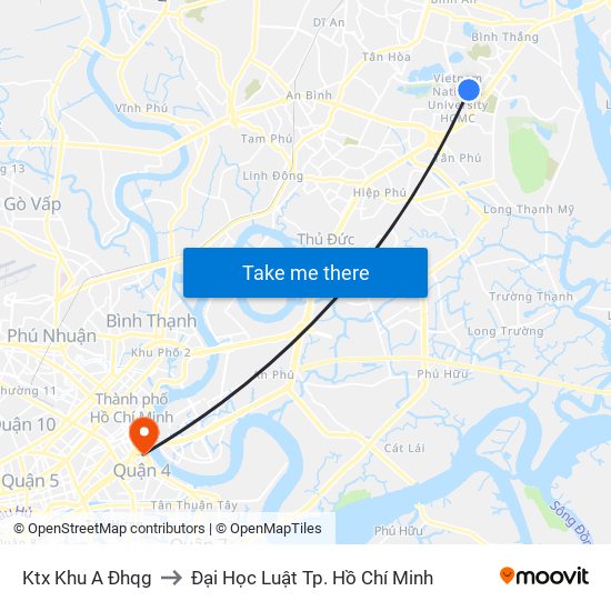 Ktx Khu A Đhqg to Đại Học Luật Tp. Hồ Chí Minh map