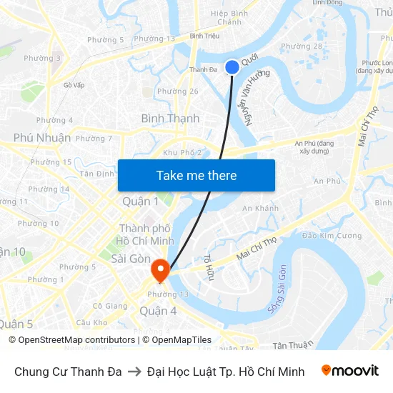 Chung Cư Thanh Đa to Đại Học Luật Tp. Hồ Chí Minh map
