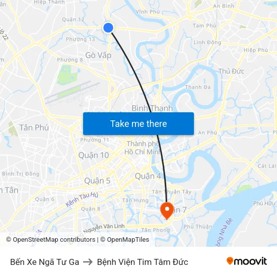 Bến Xe Ngã Tư Ga to Bệnh Viện Tim Tâm Đức map