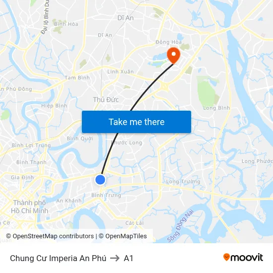 Chung Cư Imperia An Phú to A1 map