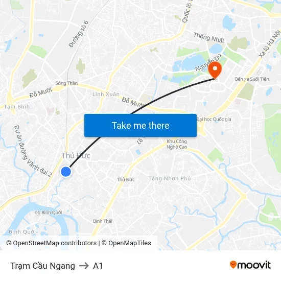 Trạm Cầu Ngang to A1 map