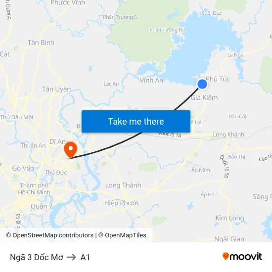 Ngã 3 Dốc Mơ to A1 map