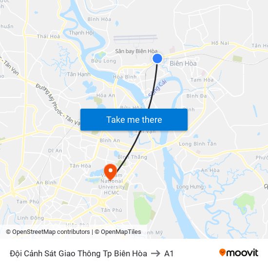 Đội Cảnh Sát Giao Thông Tp Biên Hòa to A1 map