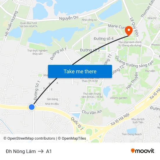 Đh Nông Lâm to A1 map