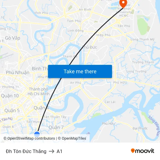 Đh Tôn Đức Thắng to A1 map