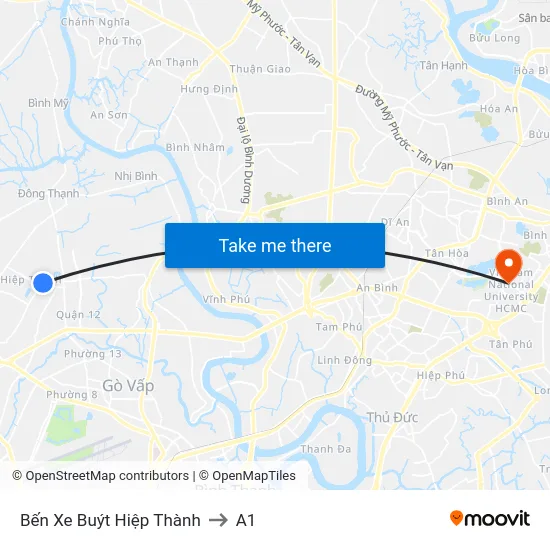 Bến Xe Buýt Hiệp Thành to A1 map