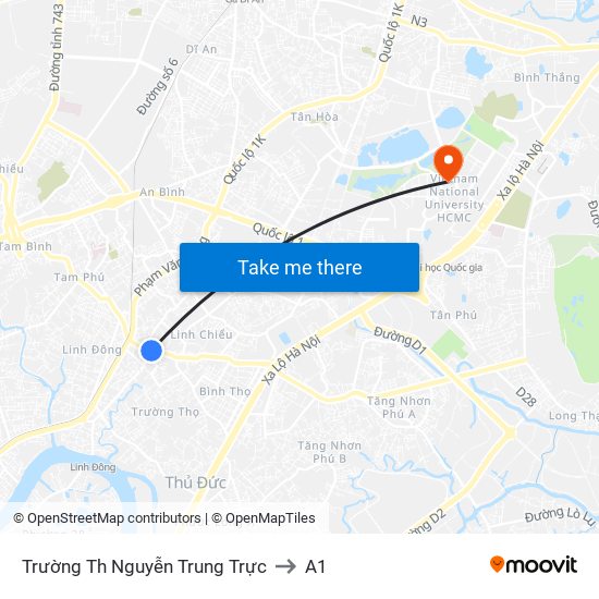 Trường Th Nguyễn Trung Trực to A1 map