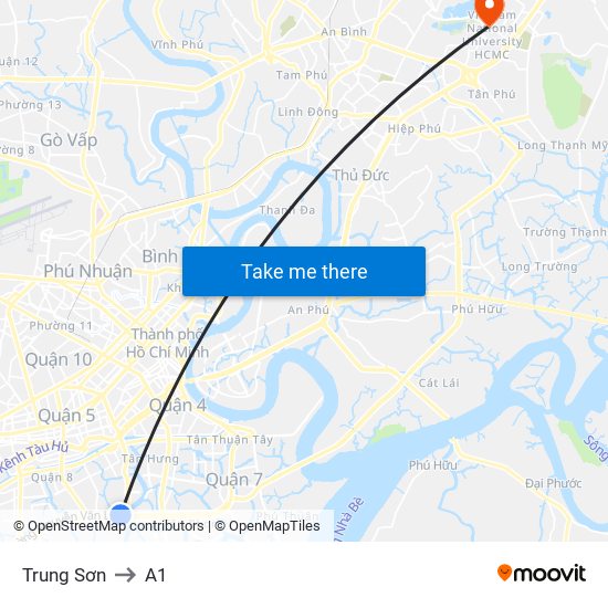 Trung Sơn to A1 map