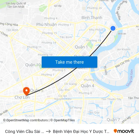 Công Viên Cầu Sài Gòn to Bệnh Viện Đại Học Y Dược Tp.Hcm map
