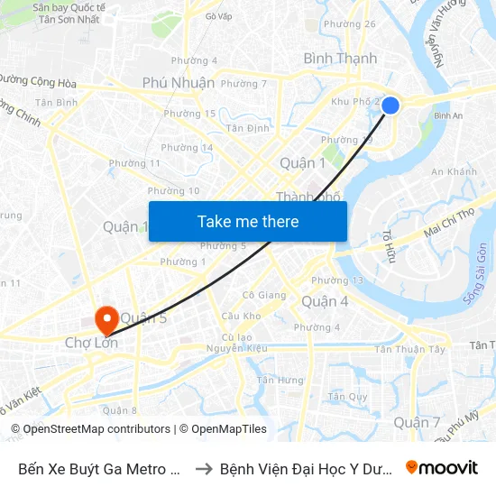 Bến Xe Buýt Ga Metro Văn Thánh to Bệnh Viện Đại Học Y Dược Tp.Hcm map