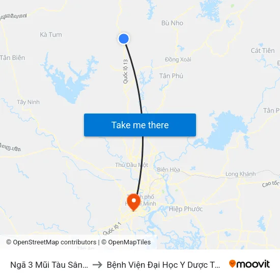 Ngã 3 Mũi Tàu Sân Bay to Bệnh Viện Đại Học Y Dược Tp.Hcm map