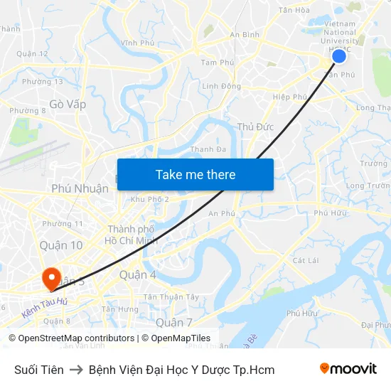 Suối Tiên to Bệnh Viện Đại Học Y Dược Tp.Hcm map