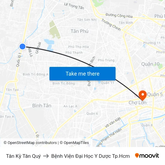 Tân Kỳ Tân Quý to Bệnh Viện Đại Học Y Dược Tp.Hcm map