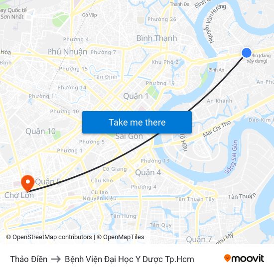 Thảo Điền to Bệnh Viện Đại Học Y Dược Tp.Hcm map