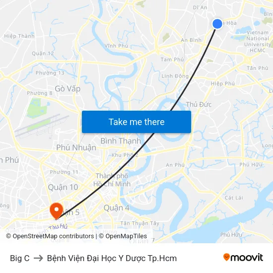 Big C to Bệnh Viện Đại Học Y Dược Tp.Hcm map