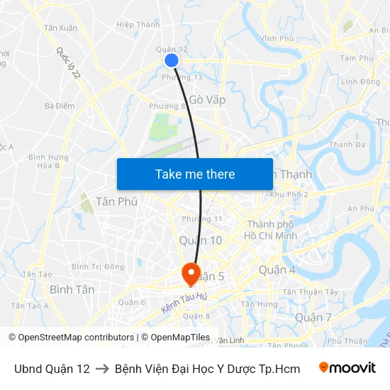 Ubnd Quận 12 to Bệnh Viện Đại Học Y Dược Tp.Hcm map