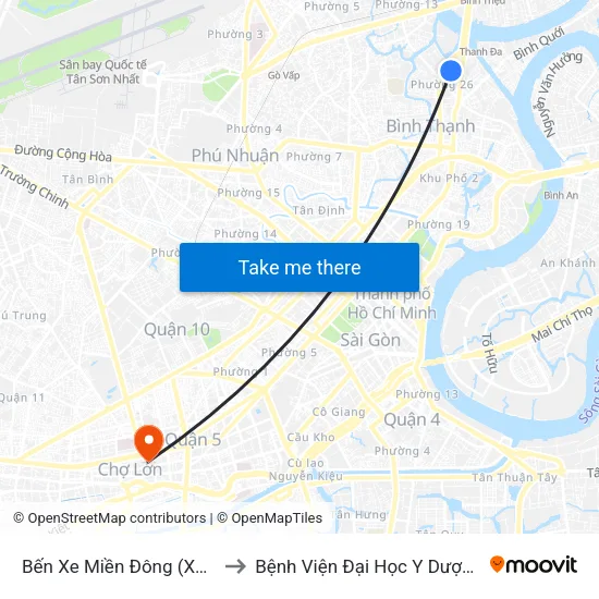 Bến Xe Miền Đông (Xe Khách) to Bệnh Viện Đại Học Y Dược Tp.Hcm map