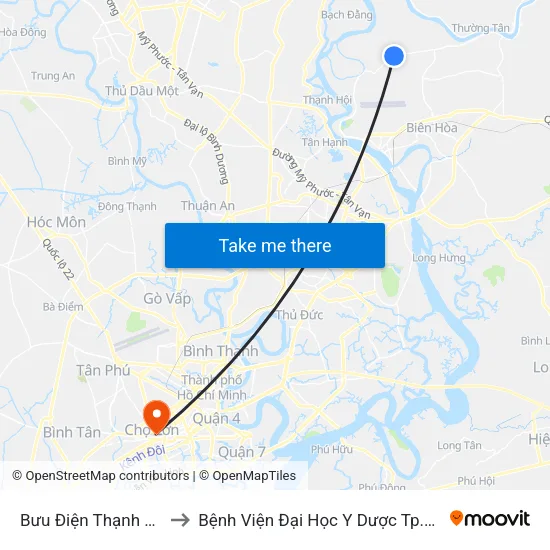 Bưu Điện Thạnh Phú to Bệnh Viện Đại Học Y Dược Tp.Hcm map