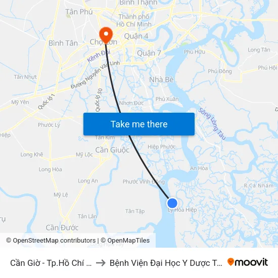 Cần Giờ - Tp.Hồ Chí Minh to Bệnh Viện Đại Học Y Dược Tp.Hcm map