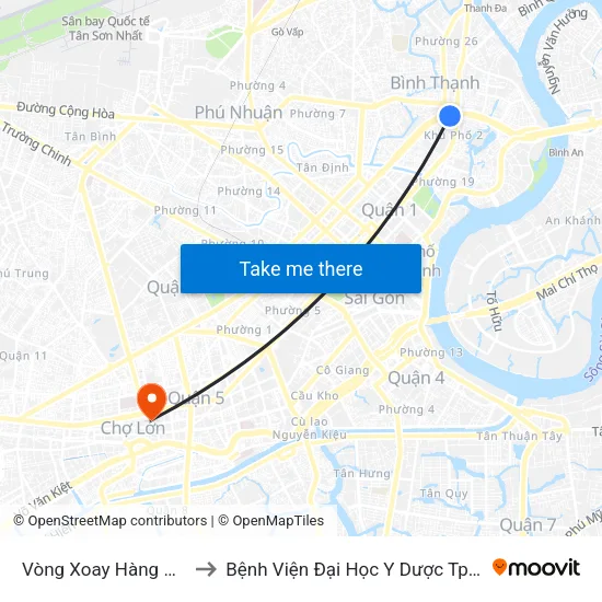 Vòng Xoay Hàng Xanh to Bệnh Viện Đại Học Y Dược Tp.Hcm map