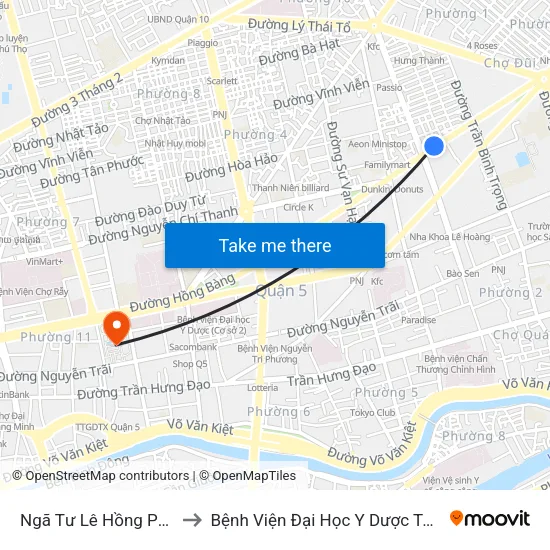 Ngã Tư Lê Hồng Phong to Bệnh Viện Đại Học Y Dược Tp.Hcm map