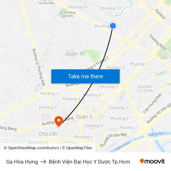 Ga Hòa Hưng to Bệnh Viện Đại Học Y Dược Tp.Hcm map