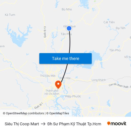 Siêu Thị Coop Mart to Đh Sư Phạm Kỹ Thuật Tp.Hcm map