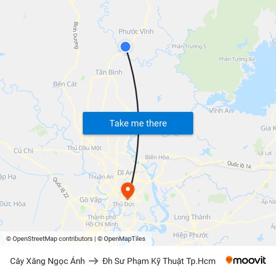 Cây Xăng Ngọc Ánh to Đh Sư Phạm Kỹ Thuật Tp.Hcm map
