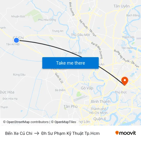 Bến Xe Củ Chi to Đh Sư Phạm Kỹ Thuật Tp.Hcm map