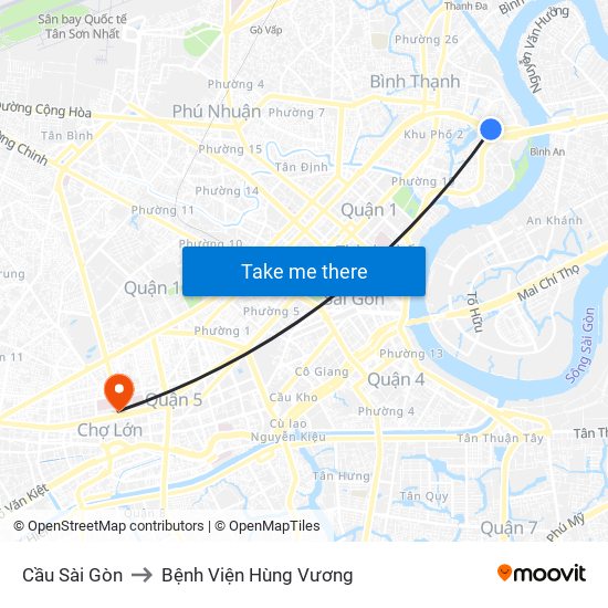 Cầu Sài Gòn to Bệnh Viện Hùng Vương map