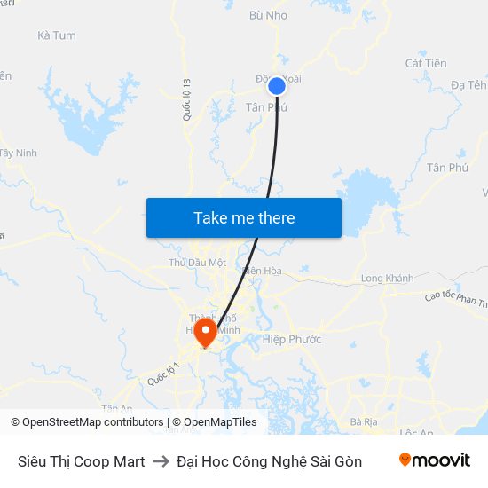 Siêu Thị Coop Mart to Đại Học Công Nghệ Sài Gòn map