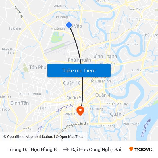 Trường Đại Học Hồng Bàng to Đại Học Công Nghệ Sài Gòn map