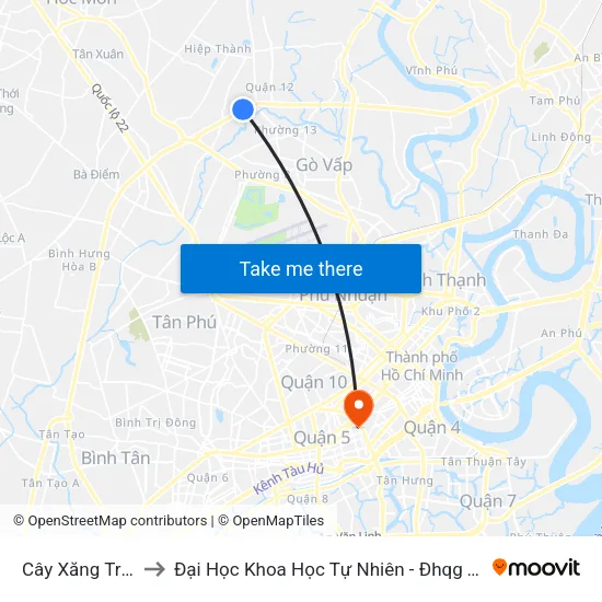 Cây Xăng Trung Tín to Đại Học Khoa Học Tự Nhiên - Đhqg Tp.Hcm - Cơ Sở 1 map