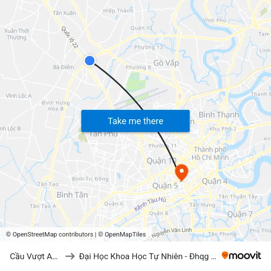 Cầu Vượt An Sương to Đại Học Khoa Học Tự Nhiên - Đhqg Tp.Hcm - Cơ Sở 1 map