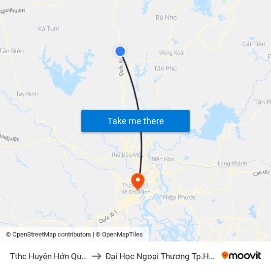 Tthc Huyện Hớn Quản to Đại Học Ngoại Thương Tp.Hcm map