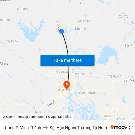 Ubnd P. Minh Thành to Đại Học Ngoại Thương Tp.Hcm map