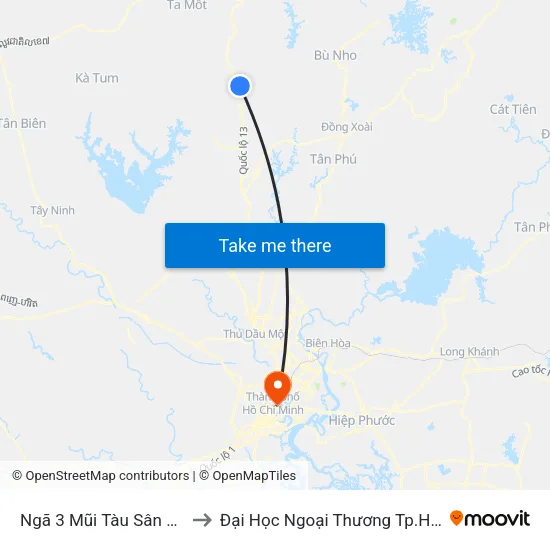Ngã 3 Mũi Tàu Sân Bay to Đại Học Ngoại Thương Tp.Hcm map