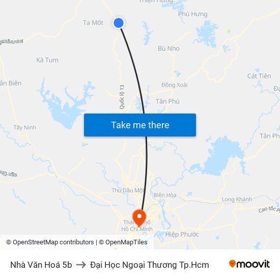 Nhà Văn Hoá 5b to Đại Học Ngoại Thương Tp.Hcm map