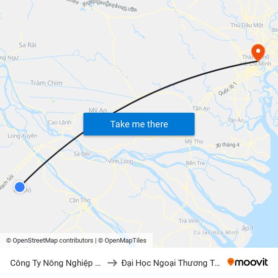 Công Ty Nông Nghiệp Cờ Đỏ to Đại Học Ngoại Thương Tp.Hcm map